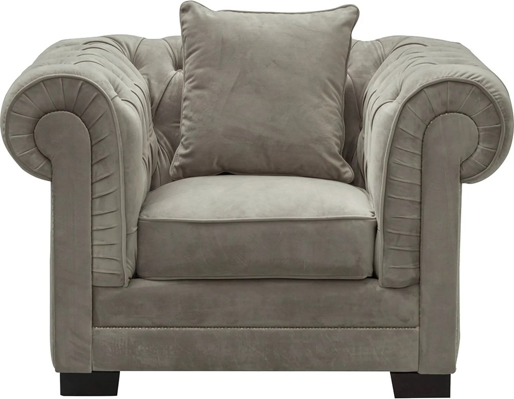 Fotel Chesterfield Classic Velvet Light Grey 118x96x77cm