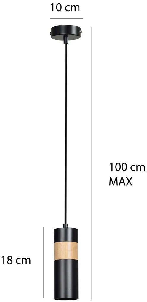 Czarna pojedyncza lampa wisząca - D101 Cetris 10X