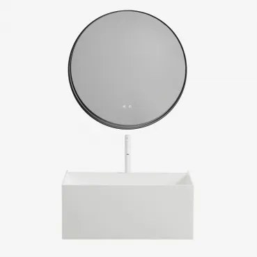 Zestaw Wiszących Mebli Łazienkowych Z Żywicy Zintegrowany Z Umywalką I Oświetleniem Led Nerine - Sklum