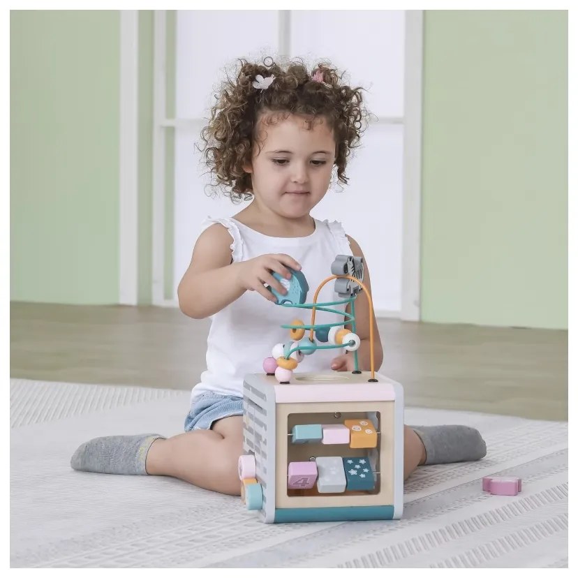 Viga polarb activity box drewniane edukacyjne centrum gier 5w1 kostka