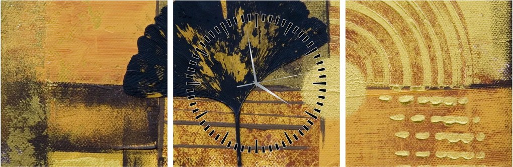 Obraz - Liść miłorzębu (z zegarem) (90x30 cm)