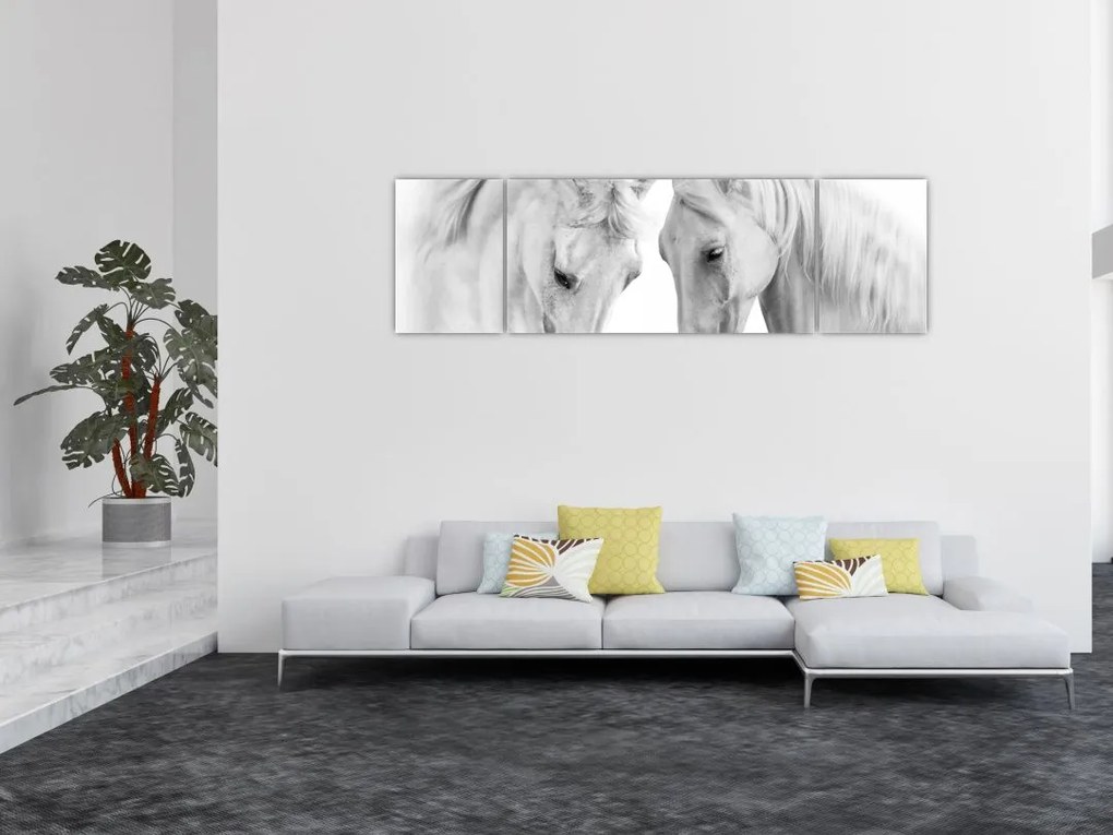 Obraz białych koni (170x50 cm)