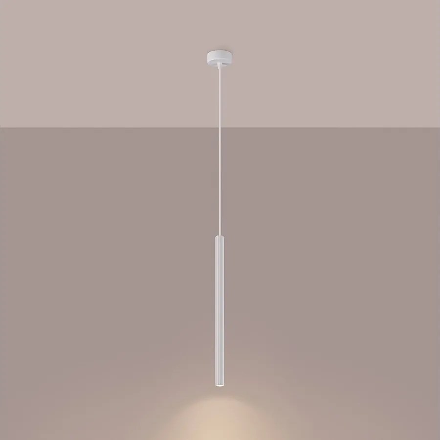 Lampy wiszące nowoczesny Elara, stal - 1 źródło światła 3000K - L.8 x H.120 cm - biały