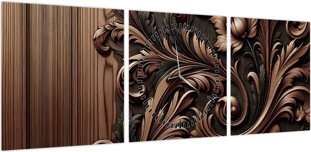 Obraz - Wzór z drewna (z zegarem) (90x30 cm)