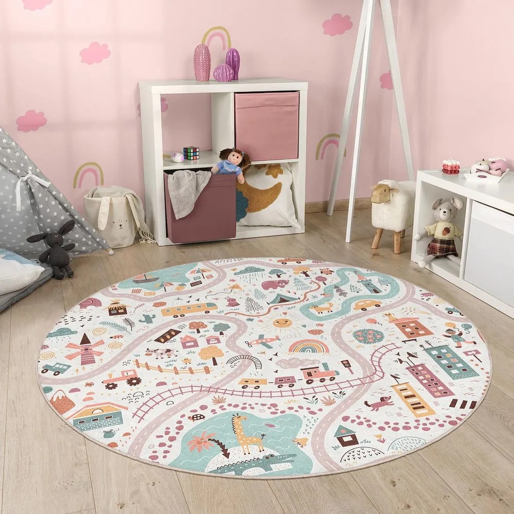 Dziecięcy dywan do zabawy odpowiedni do prania ø120 cm Furry World – Mila Home