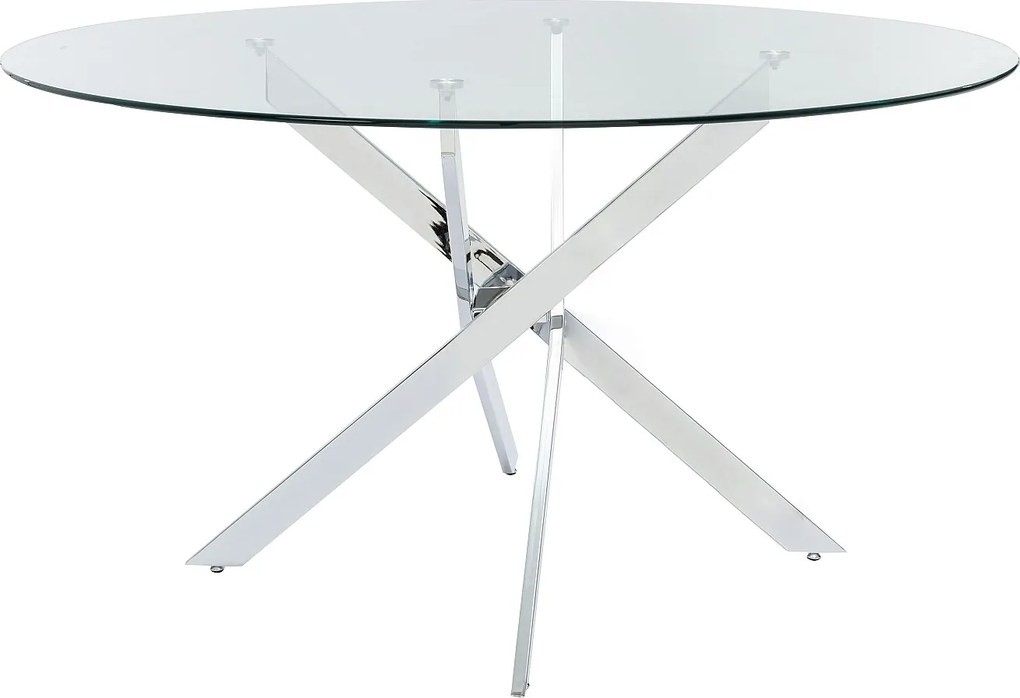 Okrągły stół do jadalni dla 4 osób ze szkła hartowanego i chromowanego metalu - Przezroczysty - COSIMA