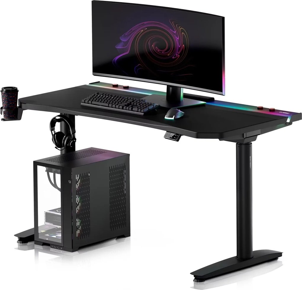 Elektryczne biurko dla graczy RGB Diablo X-Forge, 140x70 cm, czarne