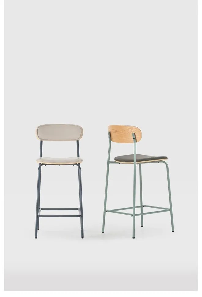 Beżowe tapicerowane hokery zestaw 2 szt. (wysokość siedziska 65,5 cm) Saula – Marckeric