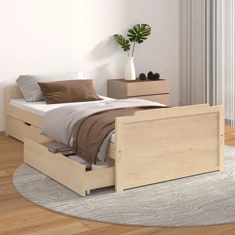 Sosnowe Pojedyncze Łóżko Z Szufladami 90X200 D9-D43