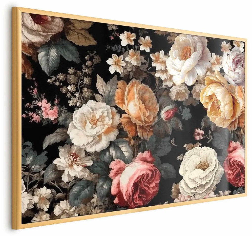 Plakat Kolorowe kwiaty 30x21 cm z ramą złotą bez marginesu ARTGEIST B