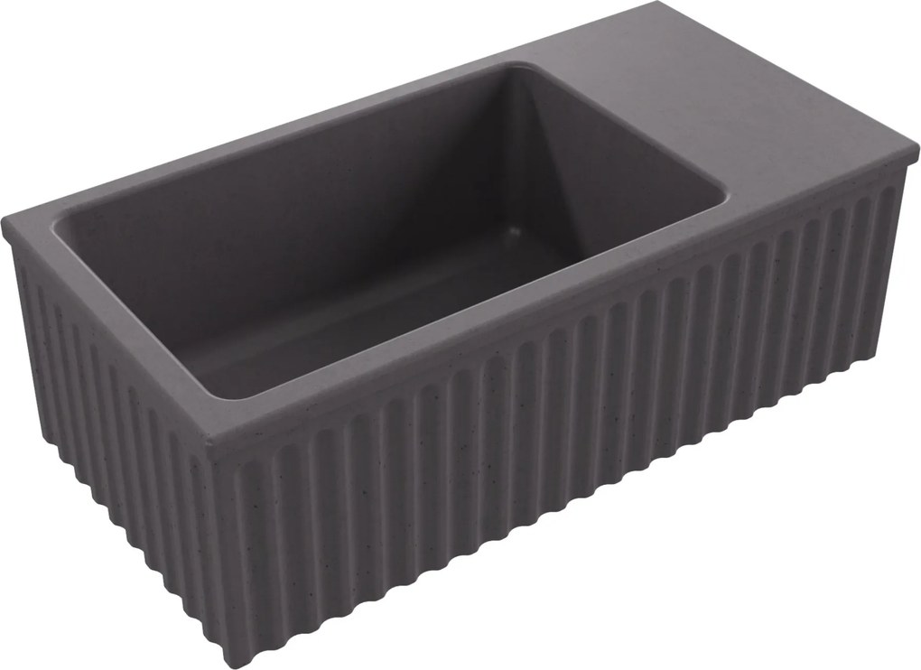 Umywalka betonowa ryflowana nablatowa / wisząca prostokątna 60 x 30 cm WELLE | różne kolory : Kolor - Brązowy, Typ montażu - podwieszana