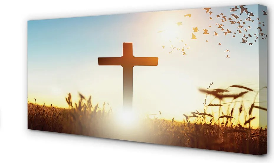 Duży obraz na płótnie Krzyż na Polu w Słońcu