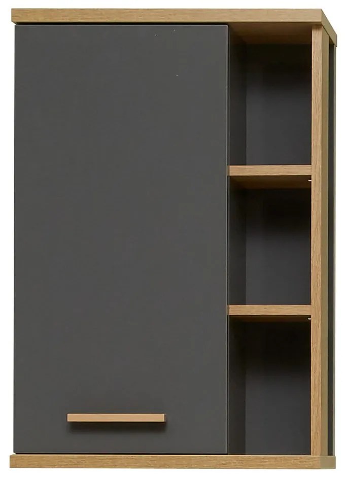 Szara wisząca szafka łazienkowa w dekorze dębu 50,5x74,5 cm Quickset 924 – Pelipal