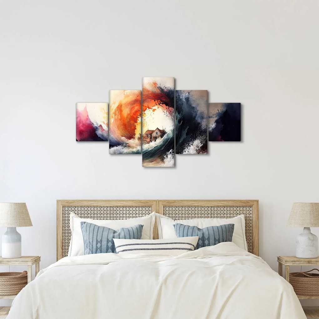 Obraz - W wirze powodzi, akwarela (125x70 cm)
