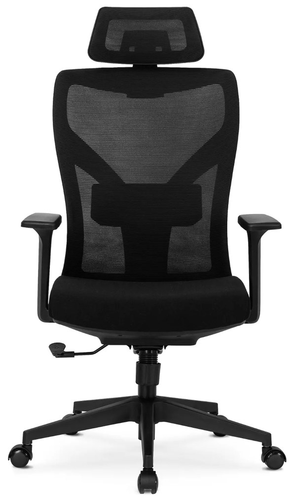Fotel Biurowy Ergonomiczny Obrotowy SPIRAL Czarny z Zagłówkiem do Pracy
