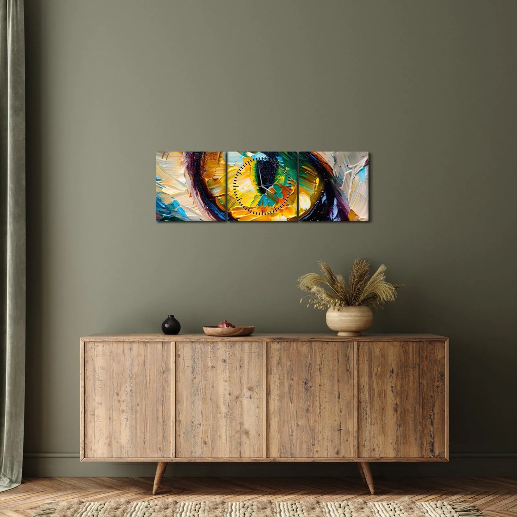 Obraz - Malowanie kocim okiem (z zegarem) (90x30 cm)