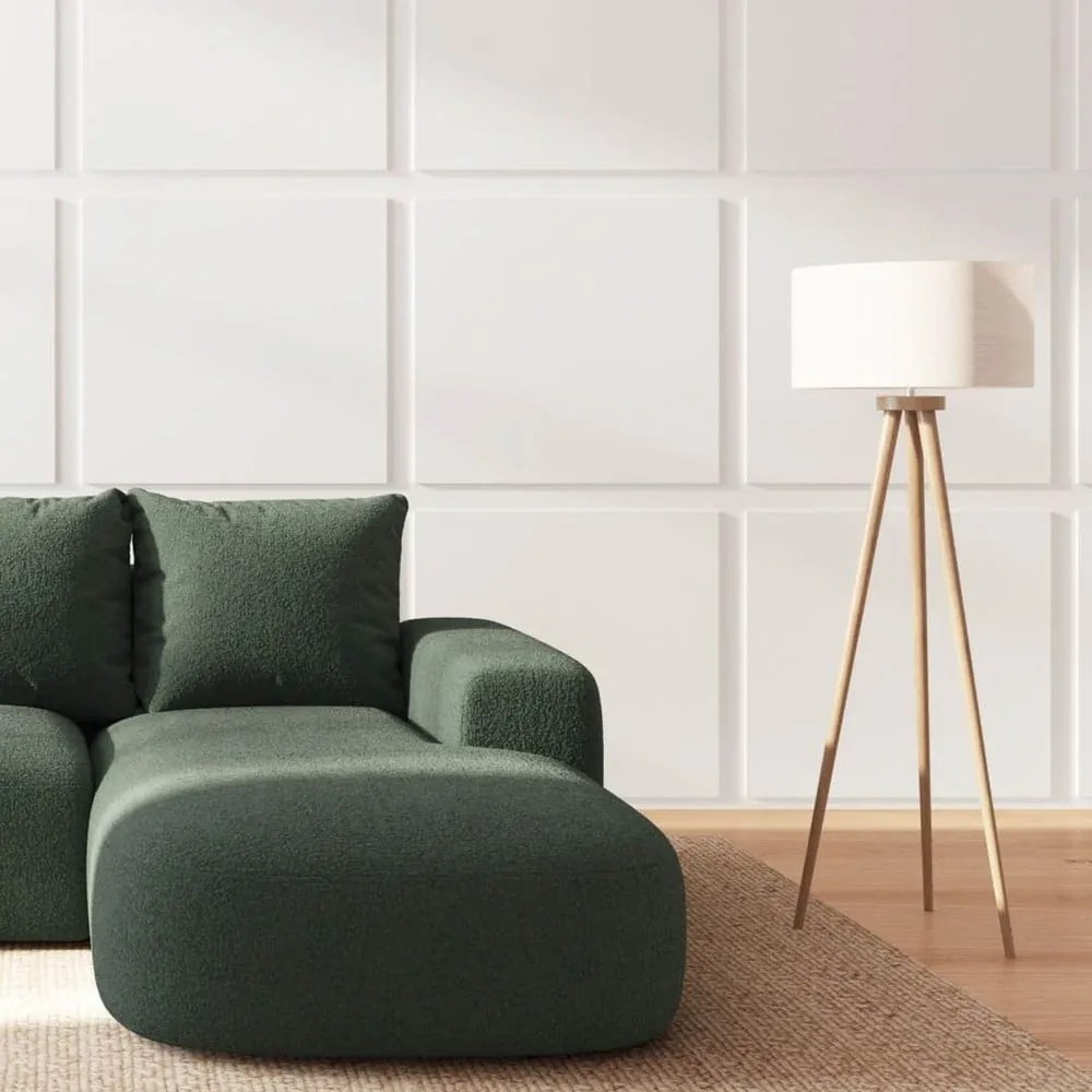 Zielony narożnik z materiału bouclé (prawostronny/z szezlongiem) Monce – Rodier