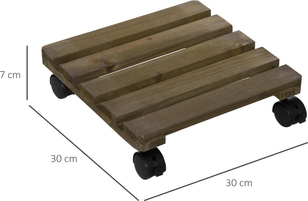 Outsunny zestaw 2 przenośnych stojaków na rośliny z litego drewna na kółkach z hamulcami idealne do domu i ogrodu Brązowy i Czarny | Aosom PL