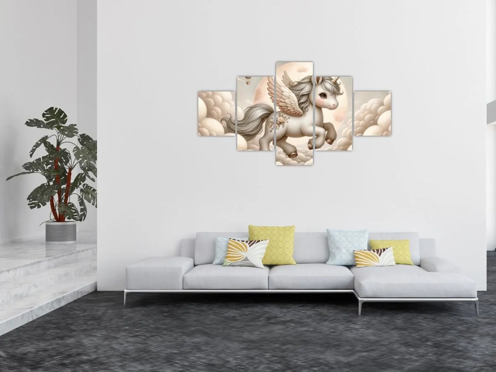 Obraz - Jednorożec w chmurach (125x70 cm)