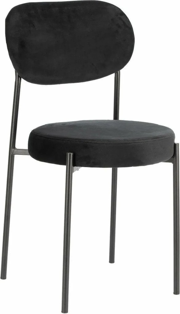 Czarne minimalistyczne krzesło metalowe welurowe B9-D88
