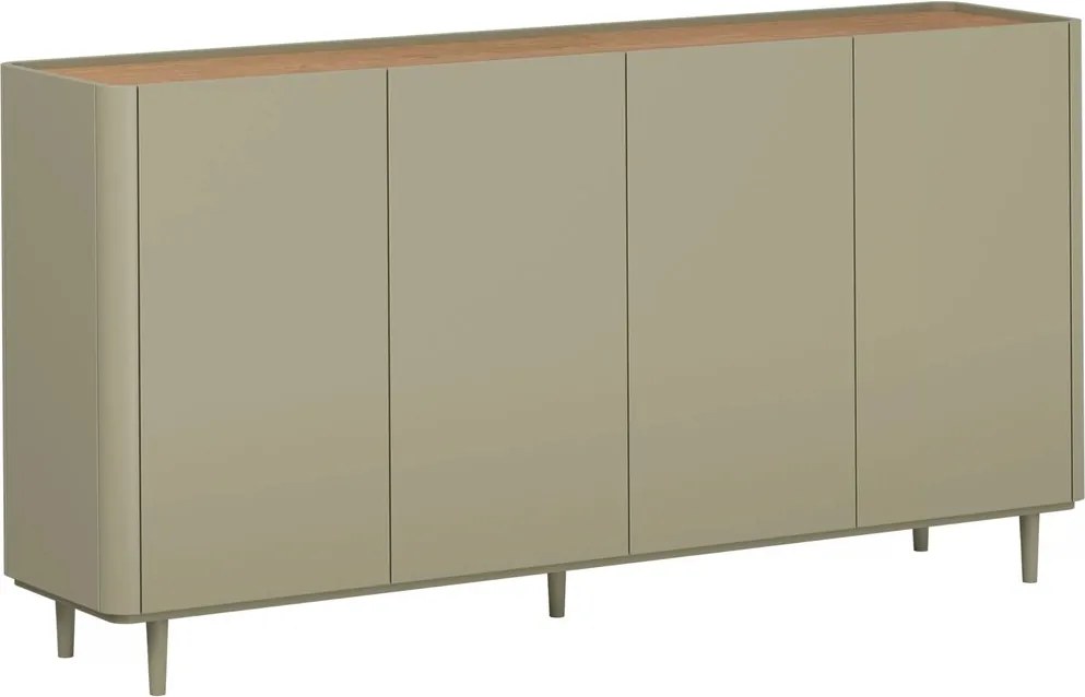 Komoda Elivo 200 cm czterodrzwiowa na nóżkach - eukaliptus / dąb baltic dune