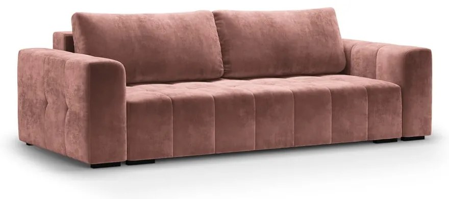 Różowa aksamitna rozkładana sofa Milo Casa Luca
