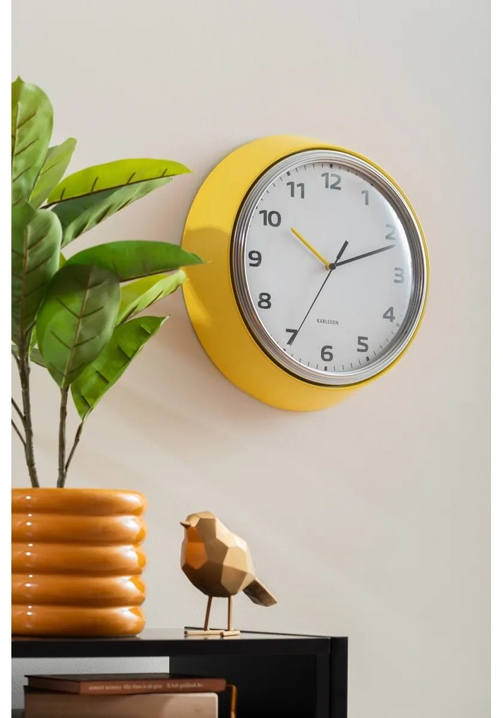Zegar ścienny Karlsson 6006YE żółty, średnica 34 cm