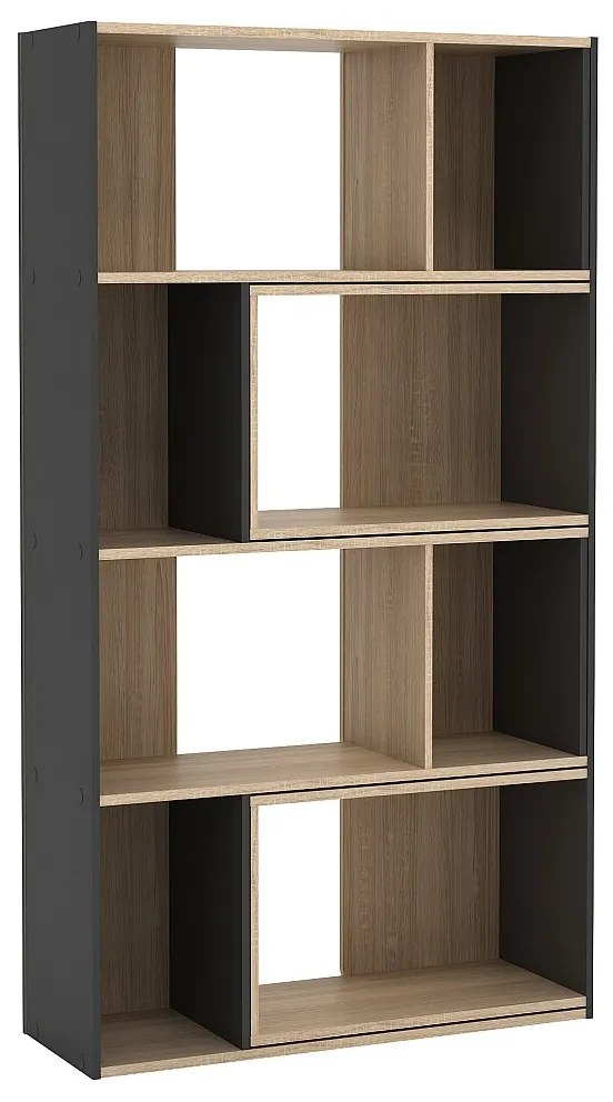 Biblioteczka narożna modułowa - 8 do 12 wnęk - Naturalny i Antracytowy - DARLENA