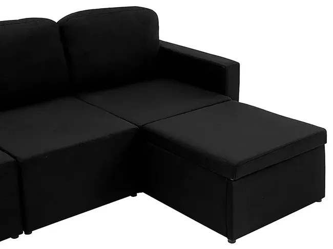 Rozkładana sofa modułowa czarna tkanina K1-M35