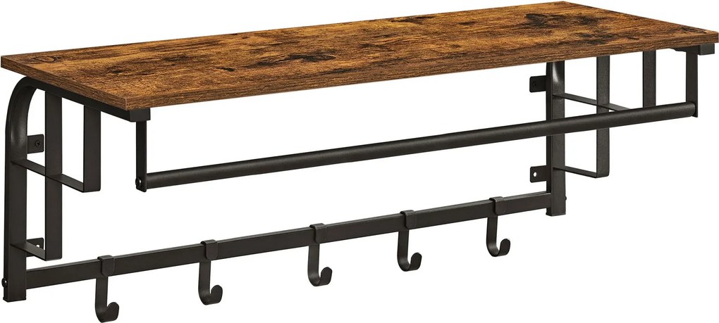 Industrialny Wieszak Drewniany Na Ubrania Z Półką D4-E95
