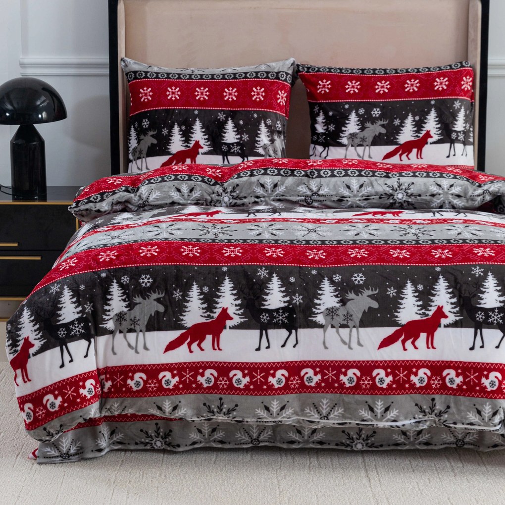 PrzytulneMieszkanie.pl PrzytulneMieszkanie.pl Pościel z mikropluszu SNOWY FOREST szara Rozmiar pościeli: 70 x 90 cm | 140 x 220 cm