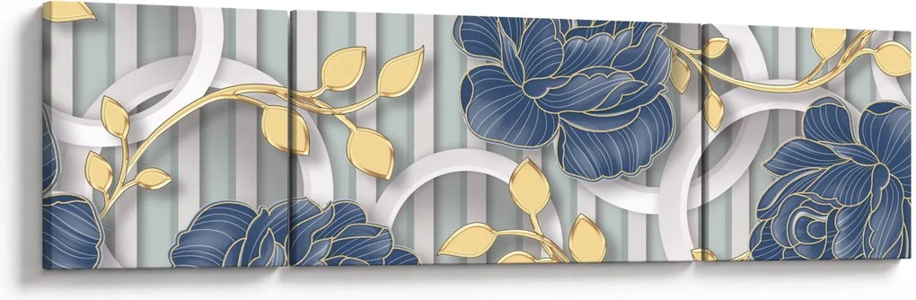Obraz - róże i koła (170x50 cm)