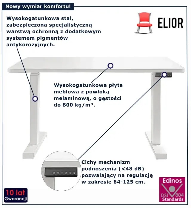 Białe elektryczne biurko regulowane A4-F35