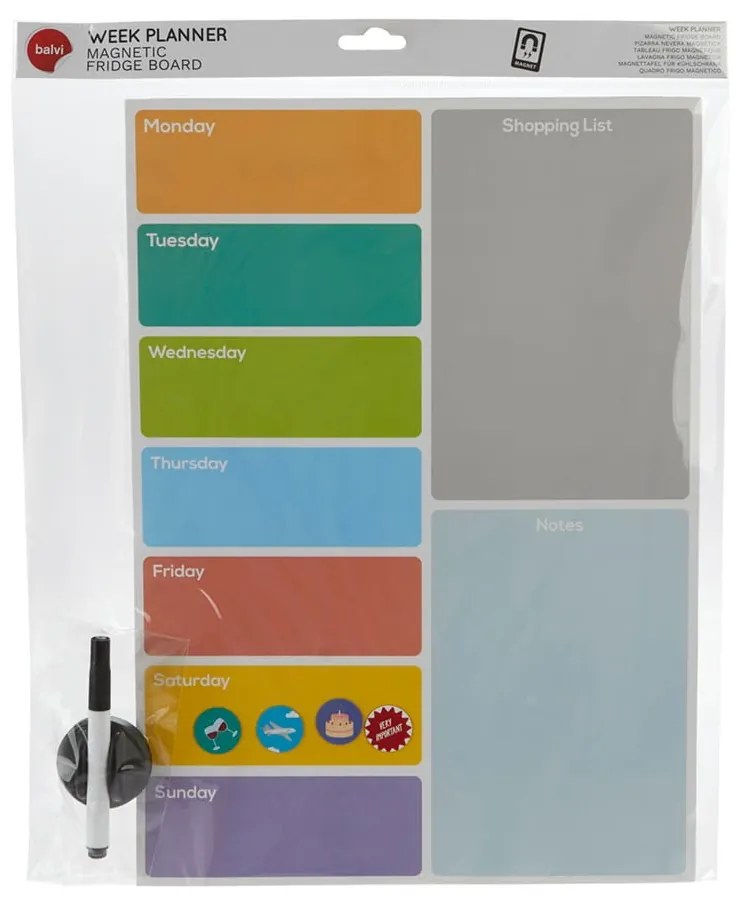 Magnetyczna tablica 30x42 cm Week Planner – Balvi