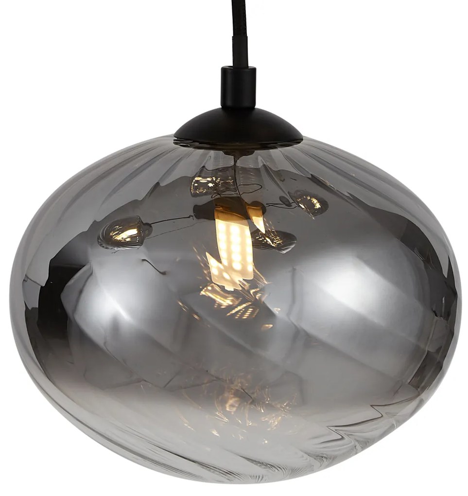 Nowoczesna lampa wisząca czarna z przydymionym szkłem - Jia Nowoczesny Oswietlenie wewnetrzne