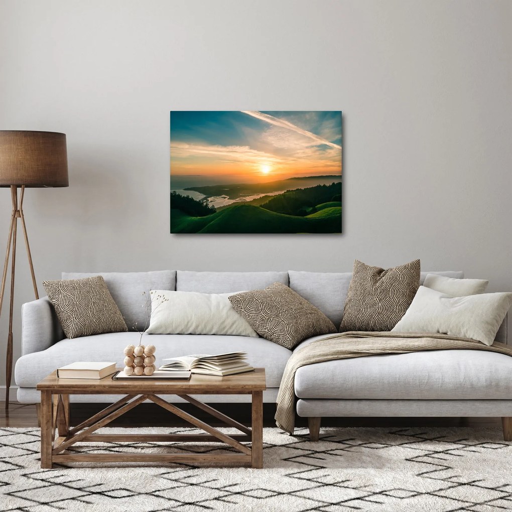 Obraz wschodu słońca nad morzem (70x50 cm)