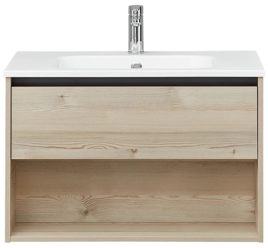 Wisząca szafka bez umywalki w dekorze sosny w naturalnym kolorze 51x80 cm Quickset 393 – Pelipal