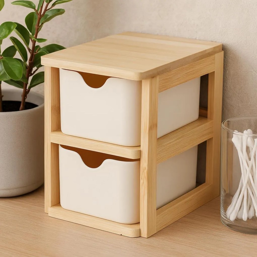 Podwójny organizer bambusowy SKAFFA, 15 x 10,8 cm