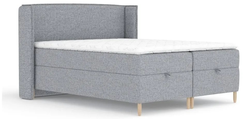 Szare łóżko boxspring ze schowkiem 180x200 cm Monpelli – Maison de Rêve