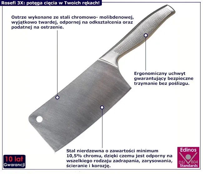 Stalowy tasak do mięsa i warzyw - Rosefi 3X