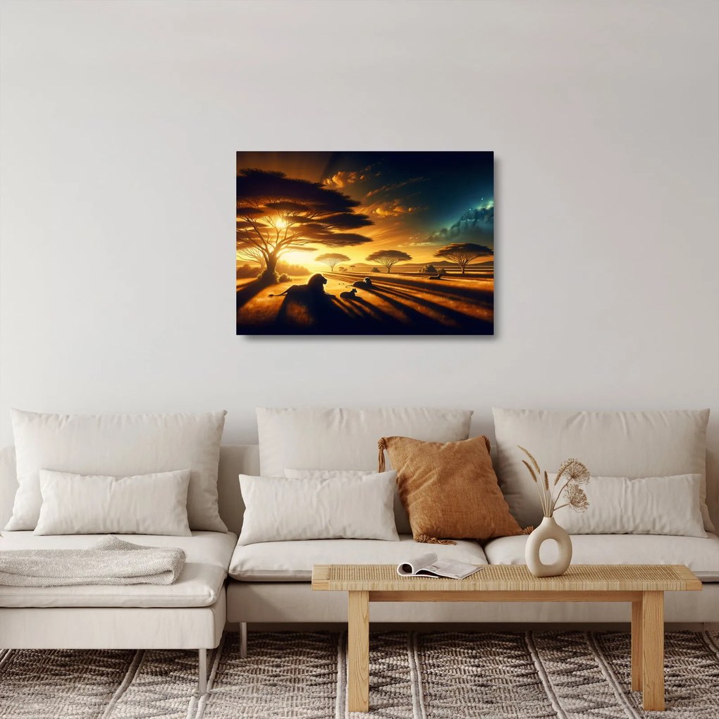 Obraz na szkle - Odpoczywające lwy (70x50 cm)