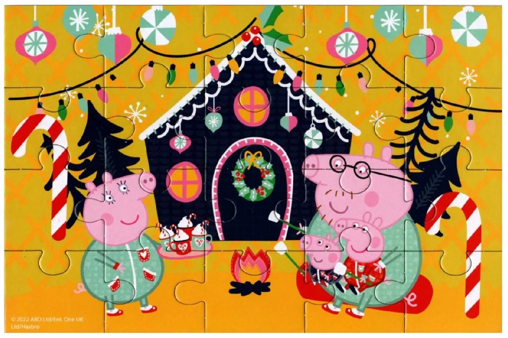 Puzzle dla dzieci 4 w 1 ŚWINKA PEPPA i Świąteczny Nastrój, 19x29 cm