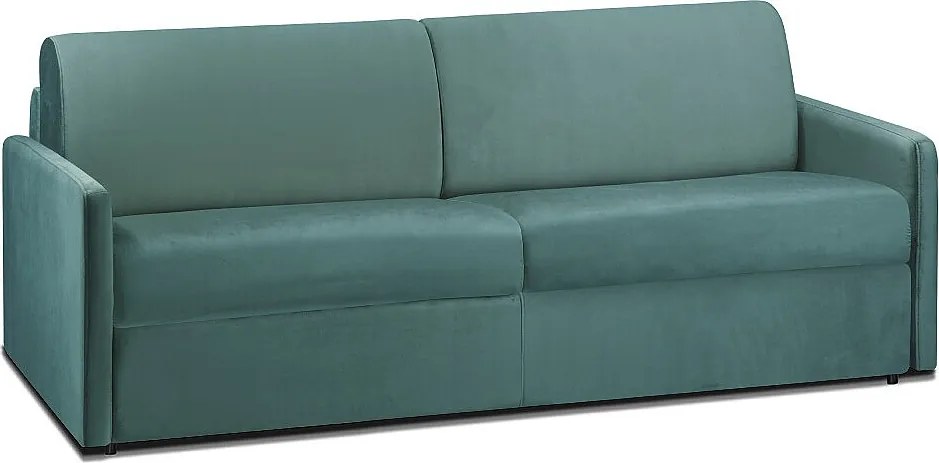 Kanapa 4-osobowa rozkładana typu express ze szmaragdowego weluru z pianki ą termoplastyczną - Powierzchnia spania 160 cm - Materac 14 cm CALIFE