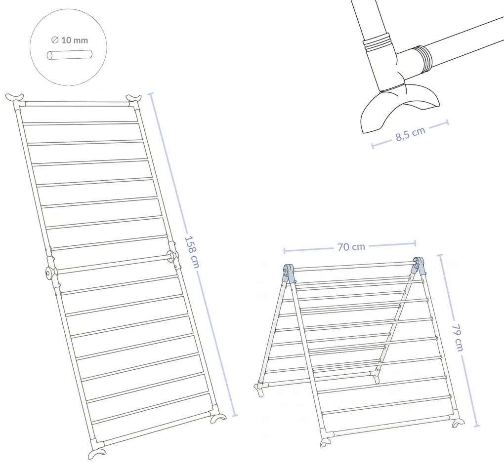 Suszarka na pranie łazienkowa, na wannę, 70 x 79 cm, MALO