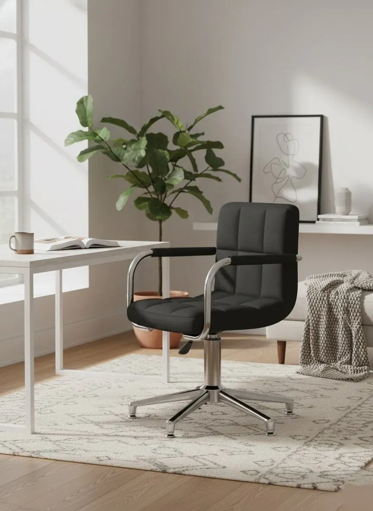 Czarny fotel obrotowy tapicerowany - Lonja