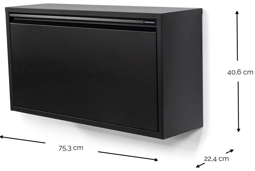 Czarna metalowa uchylna/wisząca szafka na buty 75x41x22 cm Billy – Spinder Design
