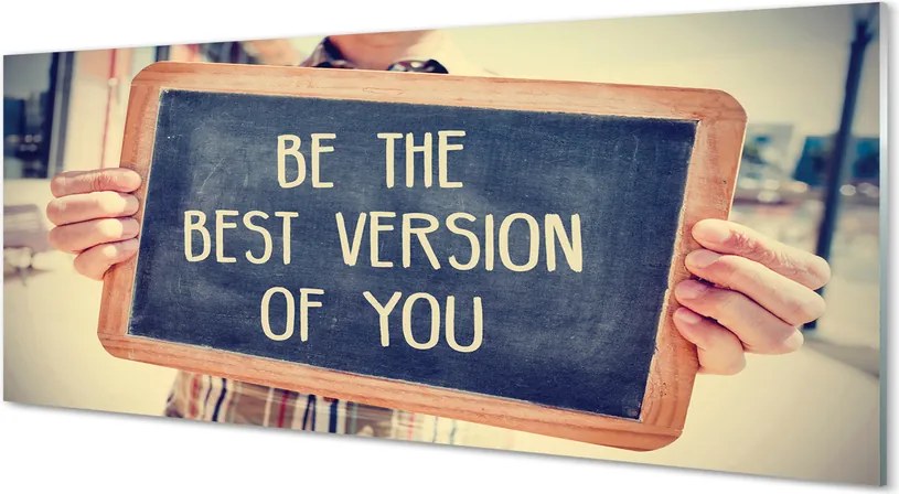 Szklany Panel Drewniana Tabliczka z Napisem