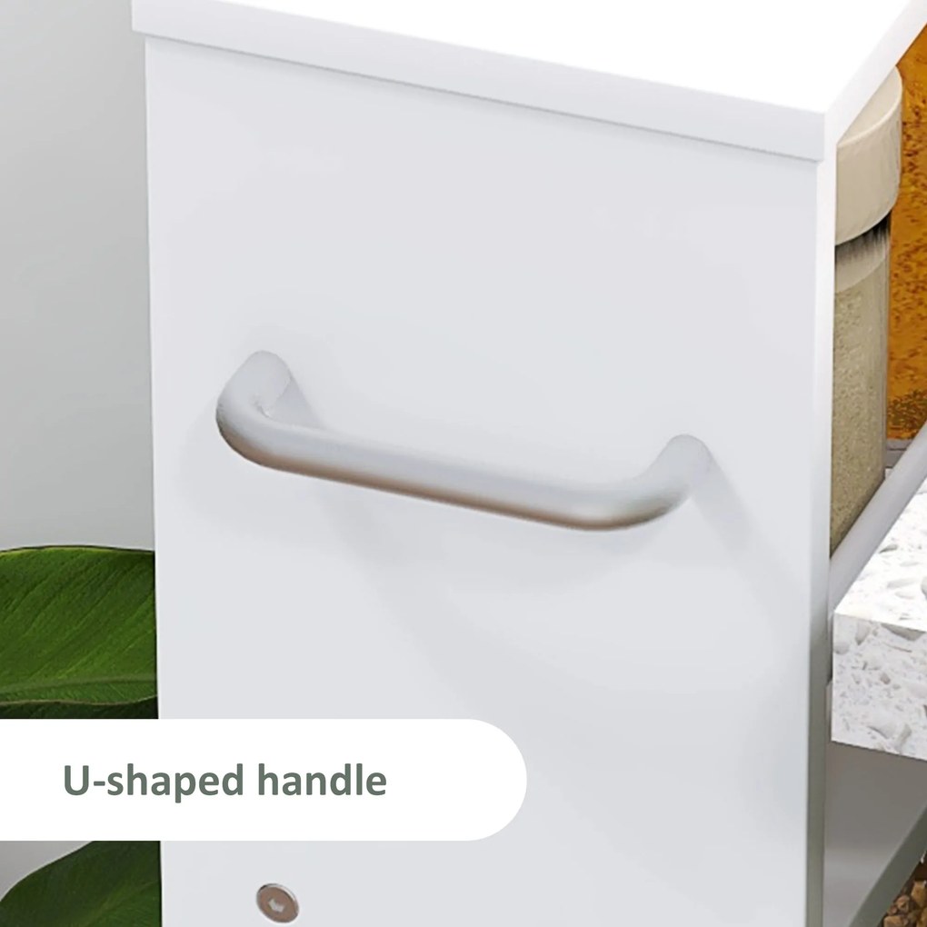 HOMCOM Regał wielofunkcyjny na kółkach, wąski, 4 półki, 45x15x91 cm, Biały