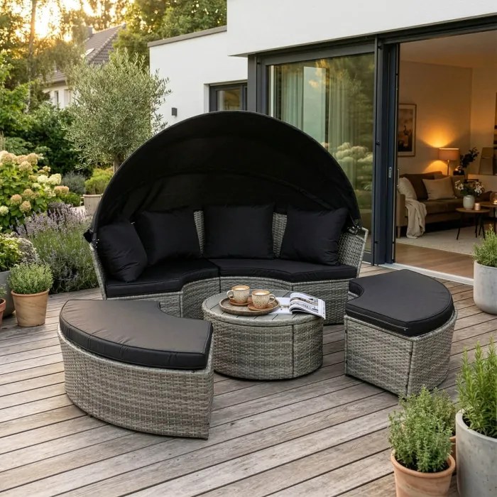 Wyspa Ogrodowa CALIFORNIA Modułowa Technorattan Jasnoszara