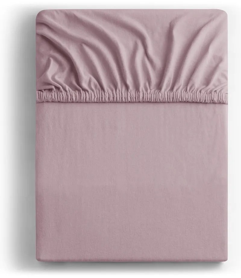 Szaroróżowe dżersejowe prześcieradło z gumką 160x200 cm Amber – Restilo